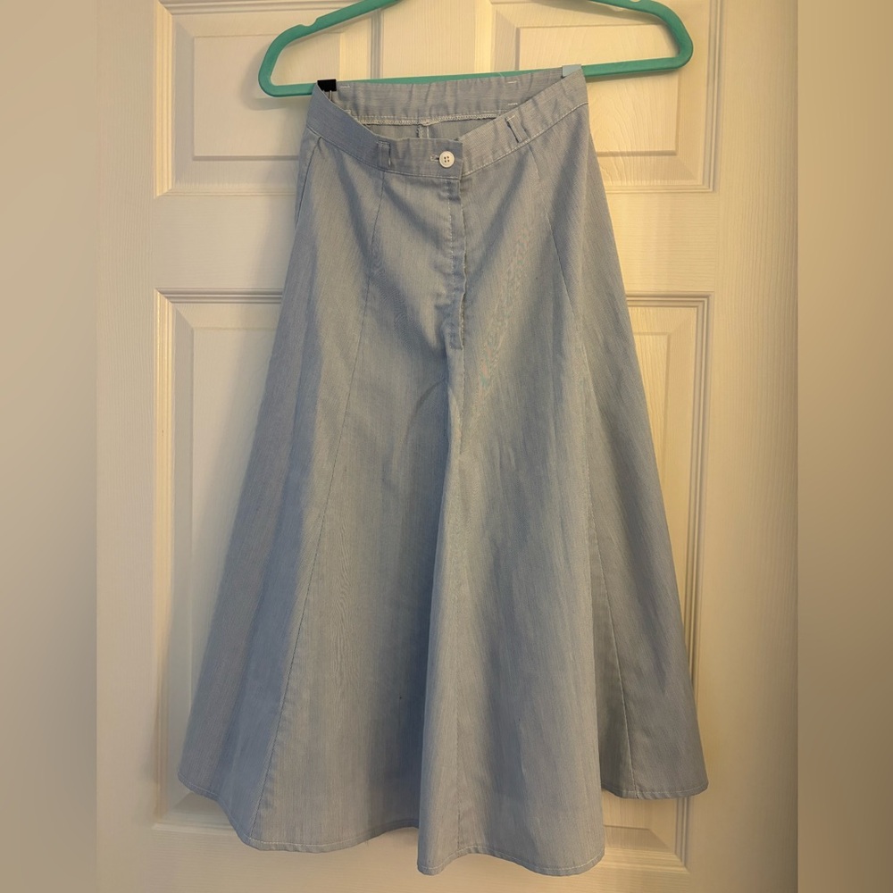 Small Retro blue and white stripped ankle-length skirt